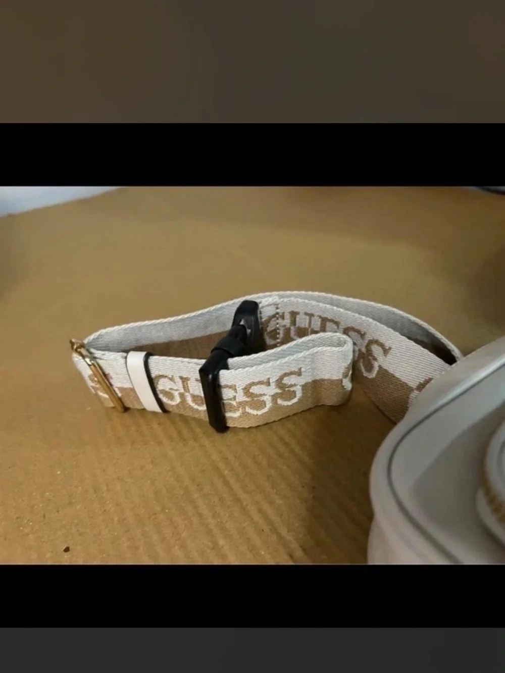 Guess Cream Embossed Logo Pouch